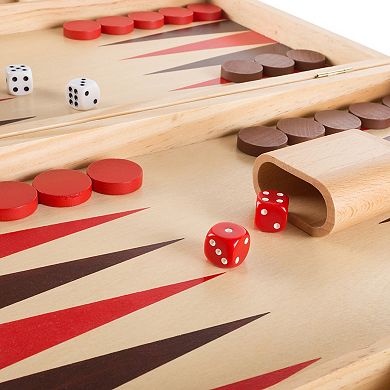 Hey! Play! Wood Backgammon Board Game Set