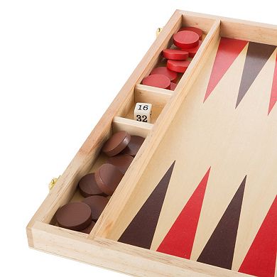 Hey! Play! Wood Backgammon Board Game Set