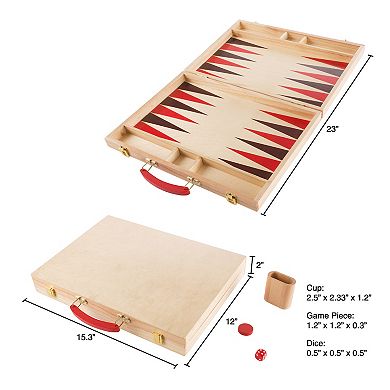 Hey! Play! Wood Backgammon Board Game Set