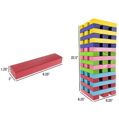 Hey! Play! Multicolor Giant Wooden Stacking Game with Dice