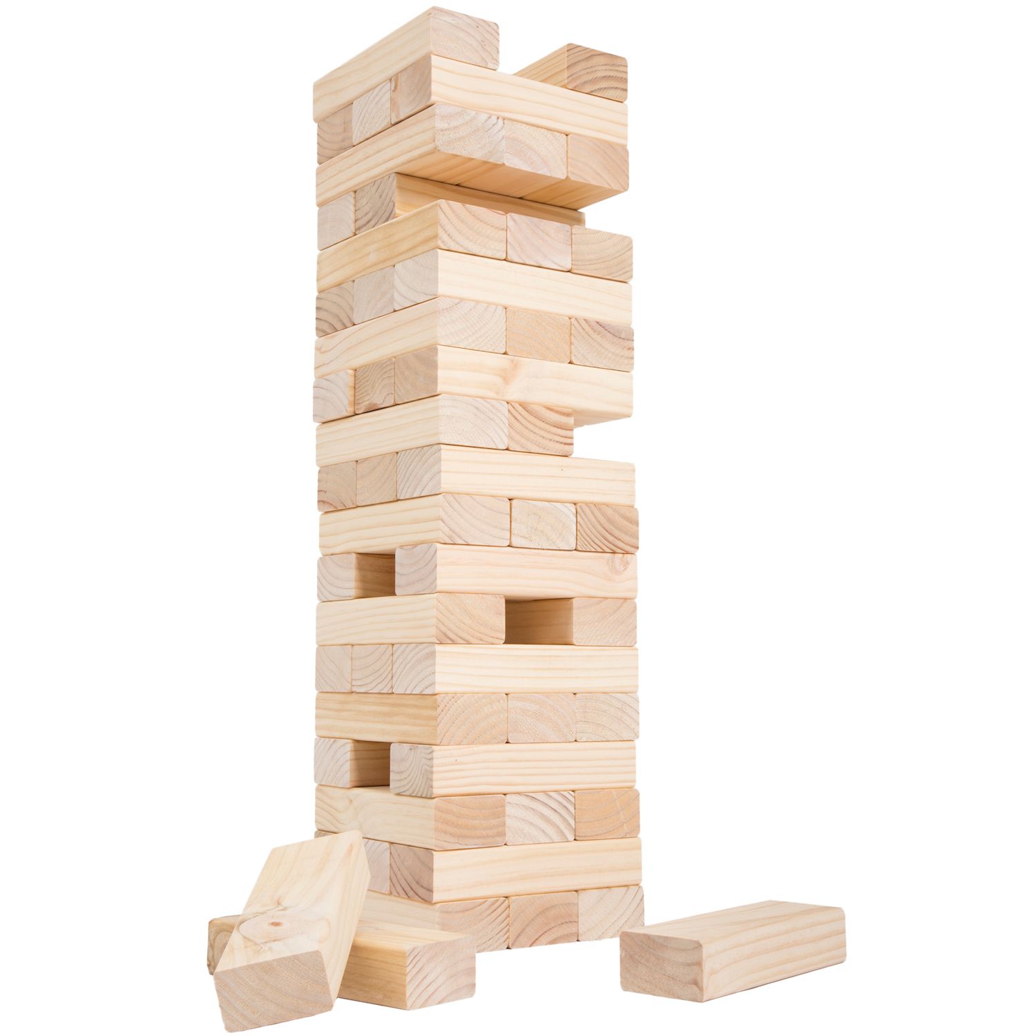 Yard Games Large Jr. Tumbling Timbers 21 Wood Block Stacking Game, Natural