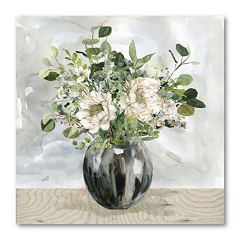 COURTSIDE MARKET Round Vase Flowers Canvas Wall Art