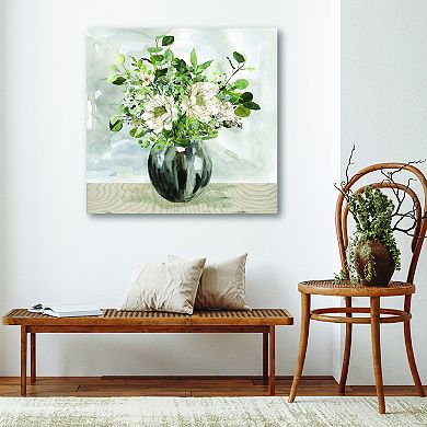 COURTSIDE MARKET Round Vase Flowers Canvas Wall Art