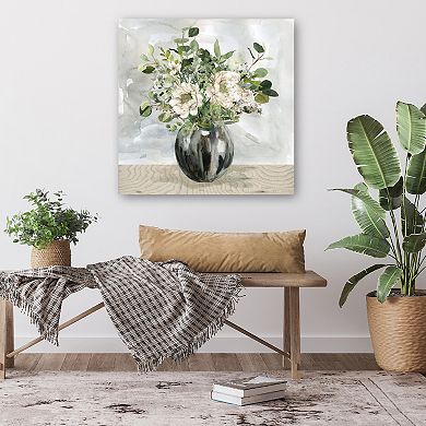 COURTSIDE MARKET Round Vase Flowers Canvas Wall Art
