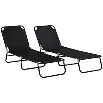Outsunny Folding Chaise Lounge Set of 2 with Adjustable Backrest
