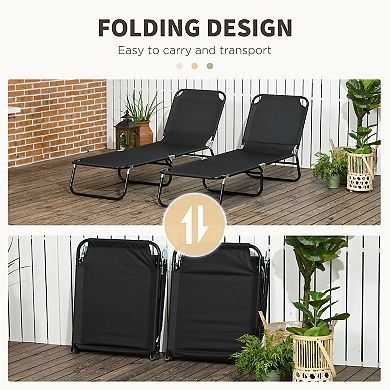 Outsunny Folding Chaise Lounge Set of 2 with Adjustable Backrest