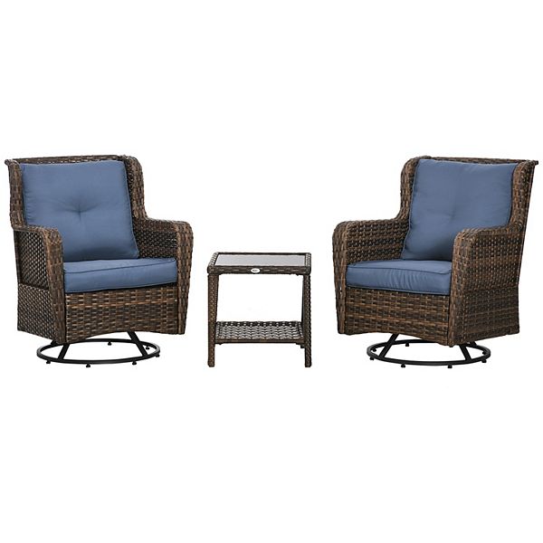 Outsunny 3Piece Patio Bistro Set, PE Rattan Wicker Outdoor Furniture