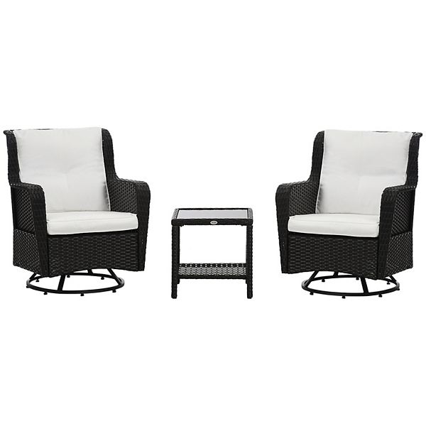 Outsunny 3Piece Patio Bistro Set, PE Rattan Wicker Outdoor Furniture