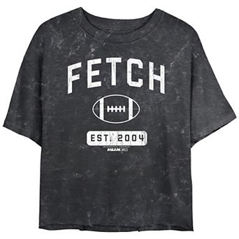Juniors' Mean Girls Athletic Fetch Football Mineral Wash Cropped Graphic Tee