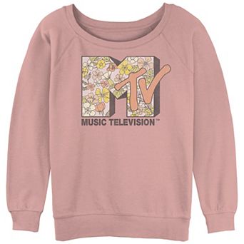 Juniors' MTV Music Television In The Lines Floral Fill Logo Graphic Fleece
