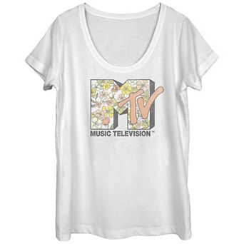 Juniors' MTV Music Television In The Lines Floral Fill Logo Graphic Tee