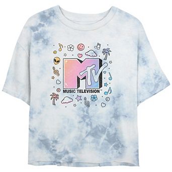 Juniors' MTV Music Television Doodles Logo Bombard Wash Cropped Graphic Tee