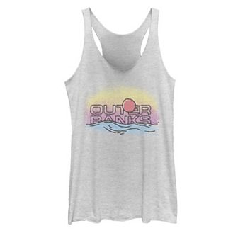 Juniors' Outer Banks Beach Sunset Sketch Racerback Graphic Tank Top
