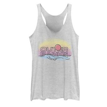 Juniors' Outer Banks Beach Sunset Sketch Racerback Graphic Tank Top