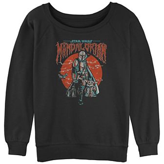 Juniors' Star Wars The Mandalorian & The Child Foggy Portrait Graphic Fleece