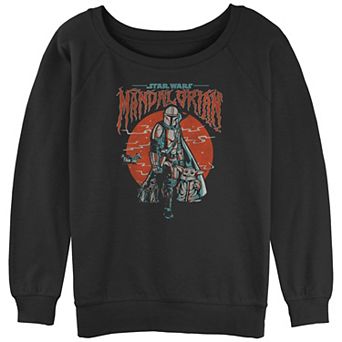 Juniors' Star Wars The Mandalorian & The Child Foggy Portrait Graphic Fleece