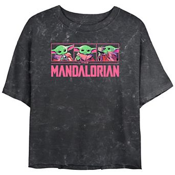 Juniors' Star Wars Bright Child Panel Mineral Wash Cropped Graphic Tee