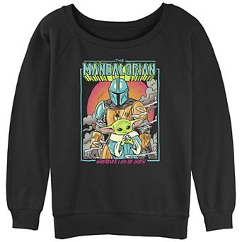 Juniors' Star Wars The Mandalorian Wherever I Go He Goes Pop Art Graphic Fleece