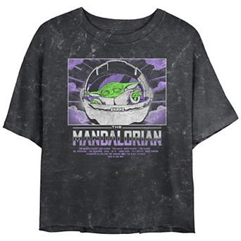 Juniors' Star Wars The Mandalorian Child Light Mineral Wash Cropped Graphic Tee