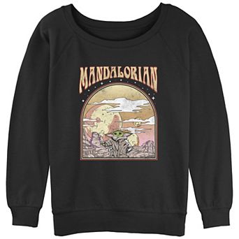 Juniors' Star Wars The Mandalorian Grogu Landscape Retro Slouchy Terry