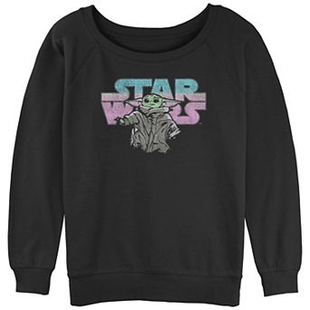Juniors' Star Wars The Mandalorian Child Distressed Logo Slouchy Terry