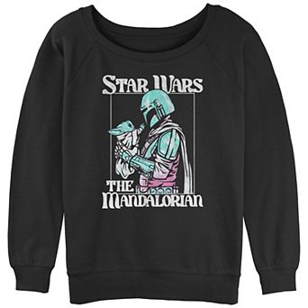 Juniors' Star Wars The Mandalorian Din Djarin Grogu Hold Pop Slouchy Terry