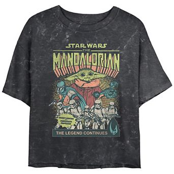 Juniors' Star Wars The Mandalorian Legend Continues Comic Book Crop Top Tee