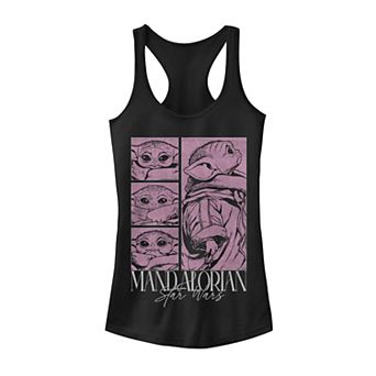 Juniors' Star Wars The Mandalorian Grogu Poster Boxes Racerback Tank Top