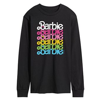 Men's Barbie® Wordmark Logo Rainbow Long Sleeve Graphic Tee