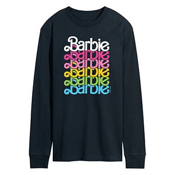 Men's Barbie® Wordmark Logo Rainbow Long Sleeve Graphic Tee