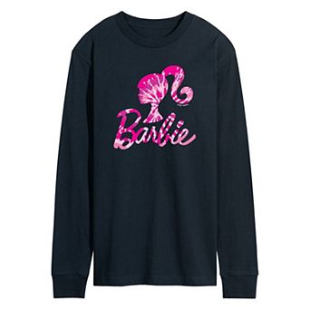 Men's Barbie® Tie Dye Silhouette Logo Long Sleeve Graphic Tee