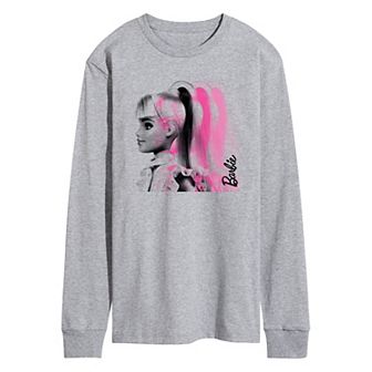 Men's Barbie® Ponytail Side Portrait Long Sleeve Graphic Tee