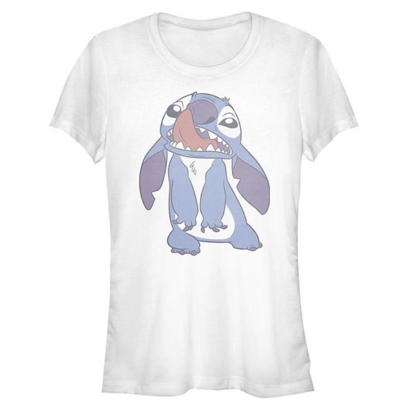 Disney's Lilo & Stitch Juniors' Tongue In Nose Stitch Fitted Graphic Tee