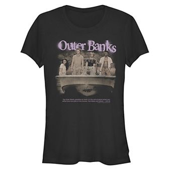 Juniors' Outer Banks Group Shot Spray Paint Logo Fitted Graphic Tee