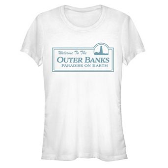 Juniors' Outer Banks Welcome to the Paradise on Earth Fitted Graphic Tee