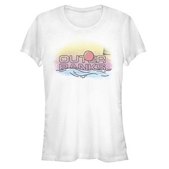 Juniors' Outer Banks Beach Sunset Sketch Fitted Graphic Tee