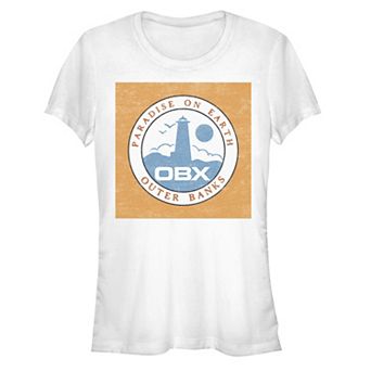 Juniors' Outer Banks Paradise on Earth Lighthouse Badge Fitted Graphic Tee