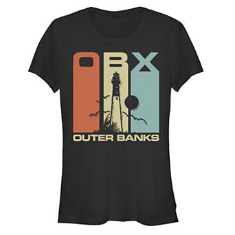 Juniors' Outer Banks Lighthouse Sun Color Blocks Fitted Graphic Tee