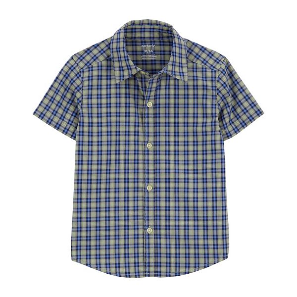 Boys Checkered Short Sleeve Shirt - st01blu main image 0
