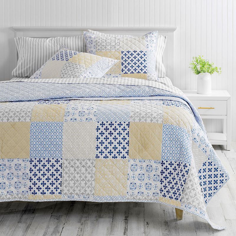 Martha Stewart Monaco 3-Piece Quilt Set with Shams, Multicolor, King