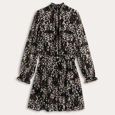 Women's Nine West Long Sleeve Belted Dress