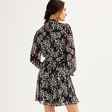 Women's Nine West Long Sleeve Belted Dress
