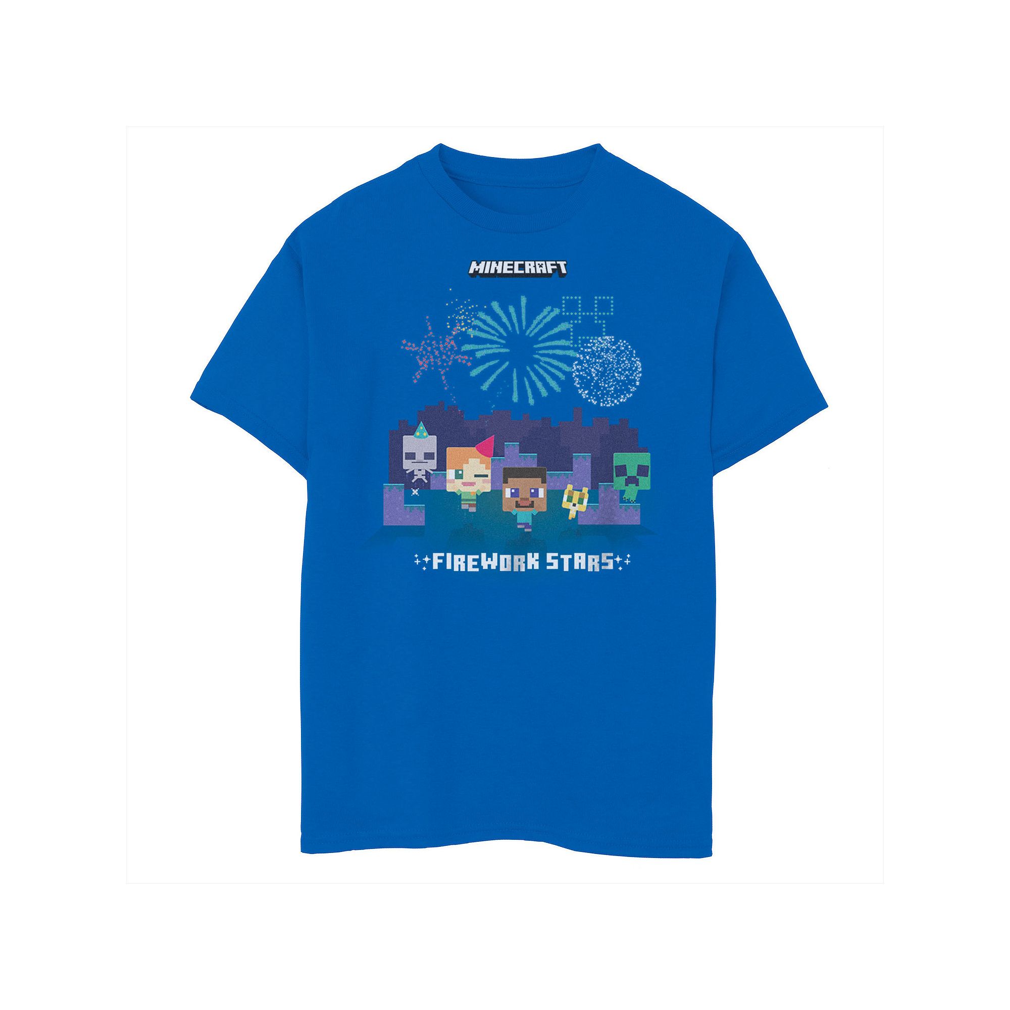 Boys 8-20 Minecraft Steve, Alex, Mobs & Fireworks Graphic Tee, Boys, Size: