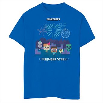 Boys 8-20 Minecraft Steve, Alex, Mobs & Fireworks Graphic Tee