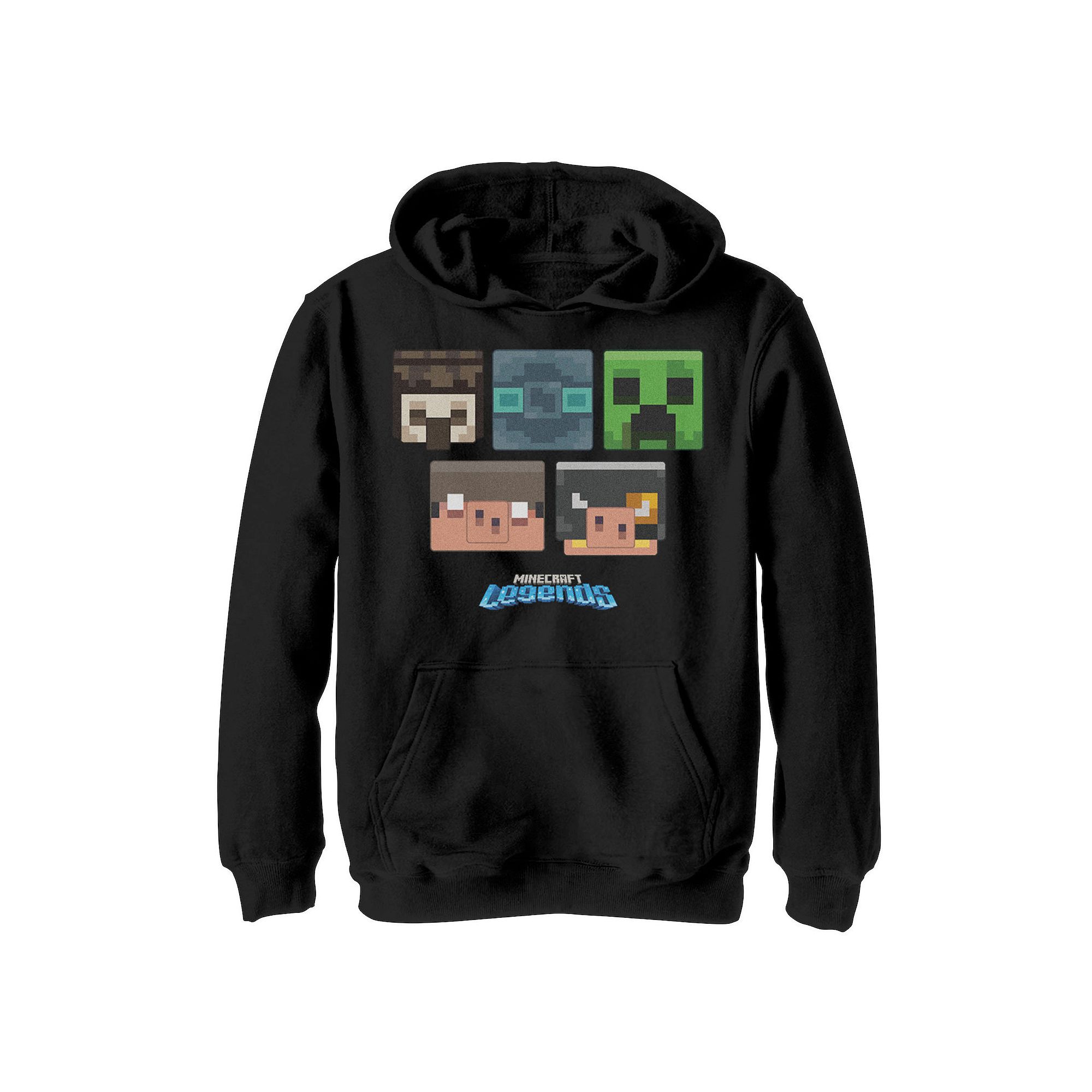 Boys 8-20 Minecraft Legends Mobs Heads Hoodie, Boys, Size: Small, Black