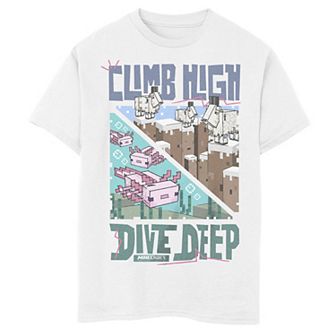 Boys 8-20 Minecraft Climb High Dive Deep Graphic Tee