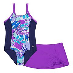 ZeroXposur Big Girls 3-pc Striped Floral Halterkini Swimsuit & Shorts — Doc  & Lill