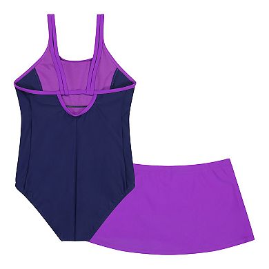 Girls 4-16 ZeroXposur Double Strap Swimsuit with Skirt in Regular & Plus