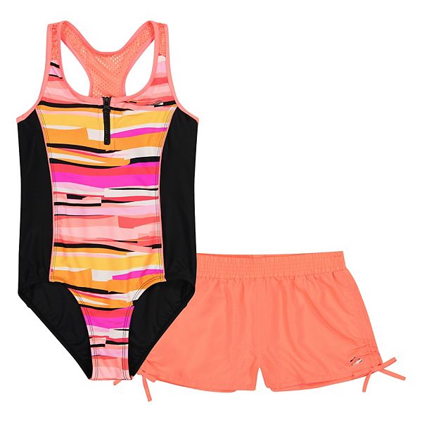 Girls 4-16 ZeroXposur Racerback Swimsuit with Shorts in Regular & Plus