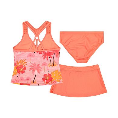 Girls 4-16 ZeroXposur O-Ring Tankini, Brief & Skirt Cover-Up 3-Piece Set in Regular & Plus